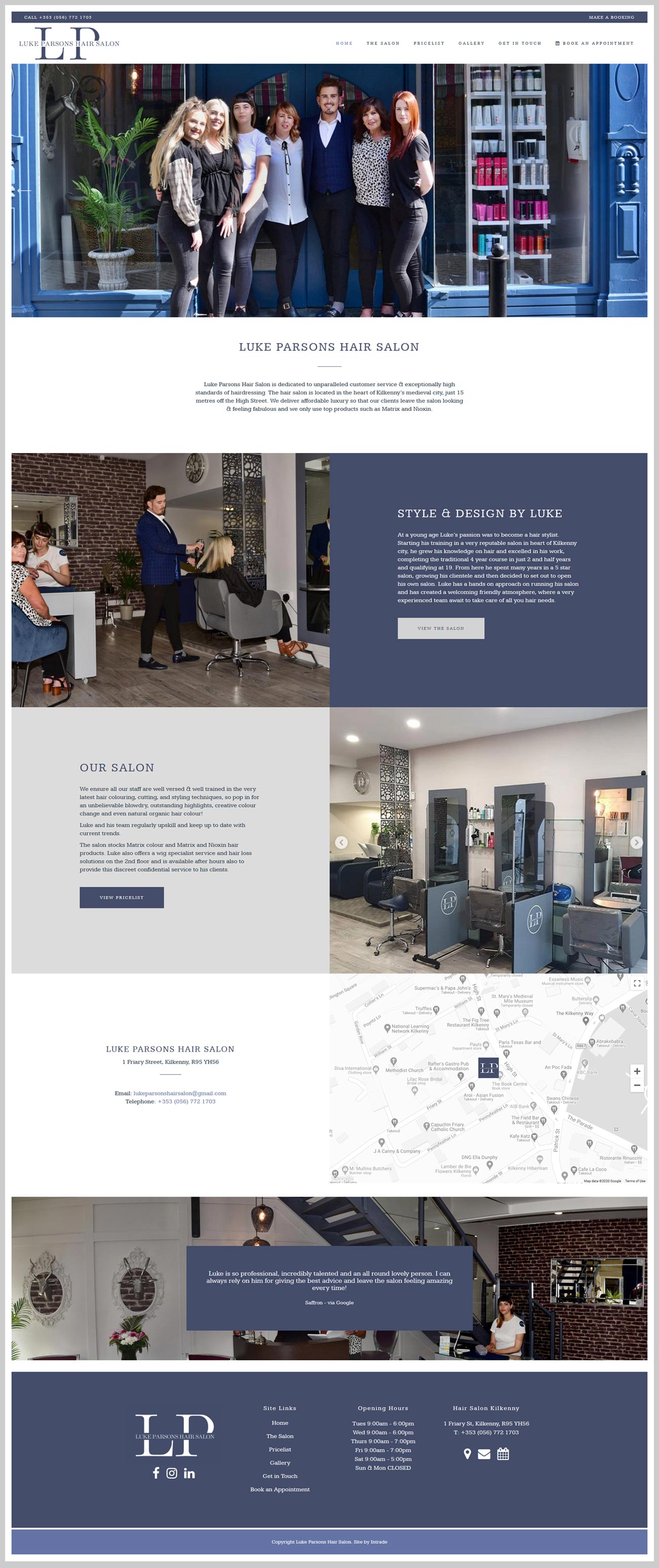 Luke Parsons Hair Salon - Intrade Solutions Website Design Kilkenny