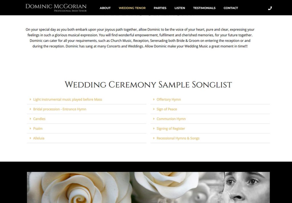 Wedding-Tenor-Dominic-McGorian-Irish-Tenor-website-design-kilkenny-3 Web Design Kilkenny